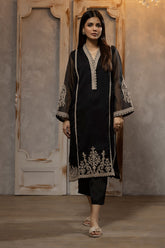 DA-1740 BLACK EMBROIDERED KURTA
